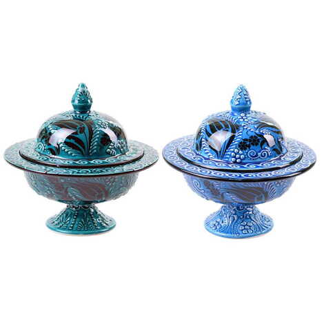 Turkish Ceramic Candy Dish With Stand 15 Cm - 3