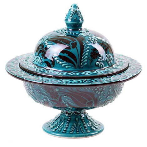 Turkish Ceramic Candy Dish With Stand 15 Cm - 4