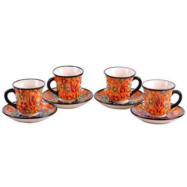 Turkish Ceramic Coffee Cup Set 4 Pcs - 5