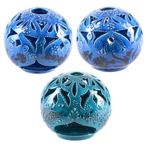 Turkish Ceramic Engraved Candle Holder Big Size - 2