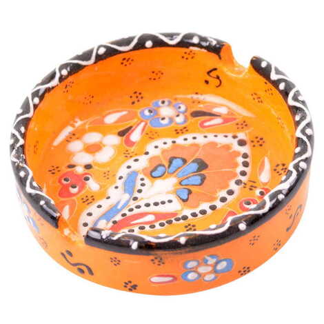 Turkish Ceramic Engraved Relief Ashtray Big Size - 5