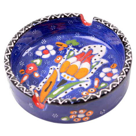 Turkish Ceramic Engraved Relief Ashtray Big Size - 7