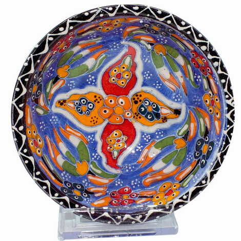 Turkish Ceramic Engraved Relief Bowl 13 Cm - 9