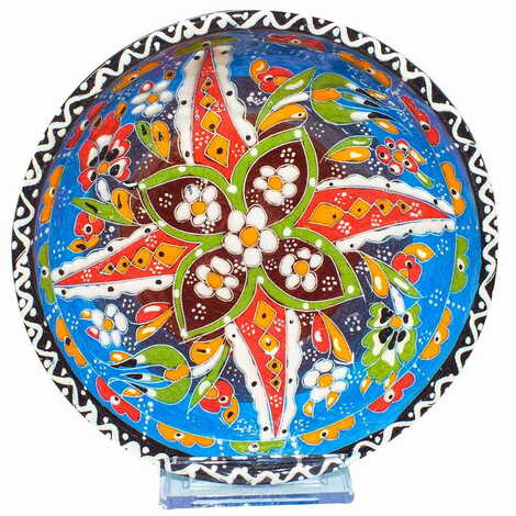 Turkish Ceramic Engraved Relief Bowl 16 Cm - 3