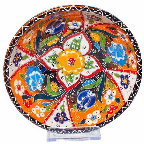 Turkish Ceramic Engraved Relief Bowl 16 Cm - 5