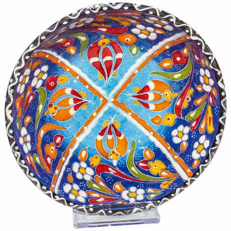 Turkish Ceramic Engraved Relief Bowl 16 Cm - 7