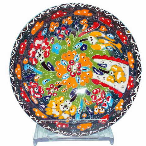 Turkish Ceramic Engraved Relief Bowl 16 Cm - 9