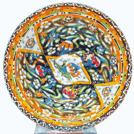 Turkish Ceramic Engraved Relief Bowl 20 Cm - 7