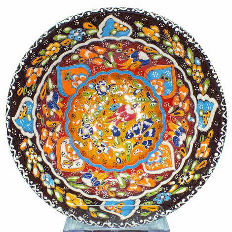 Turkish Ceramic Engraved Relief Bowl 20 Cm - 8