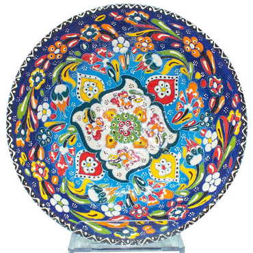 Turkish Ceramic Engraved Relief Bowl 20 Cm - 9