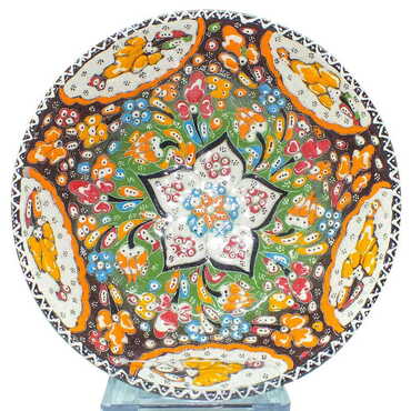 Turkish Ceramic Engraved Relief Bowl 20 Cm - 11