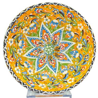 Turkish Ceramic Engraved Relief Bowl 20 Cm - 12