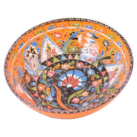 Turkish Ceramic Engraved Relief Bowl 25 cm - 10