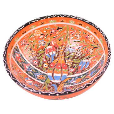 Turkish Ceramic Engraved Relief Bowl 25 cm - 6