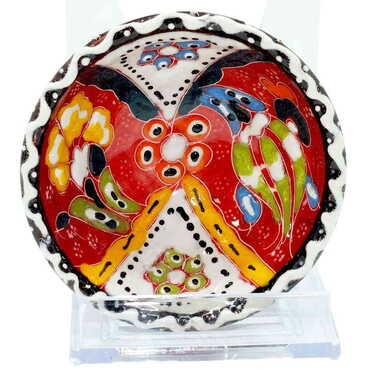 Turkish Ceramic Engraved Relief Bowl 8 Cm - 6