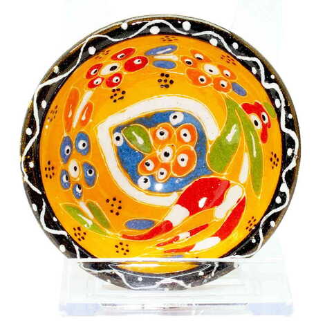 Turkish Ceramic Engraved Relief Bowl 8 Cm - 7