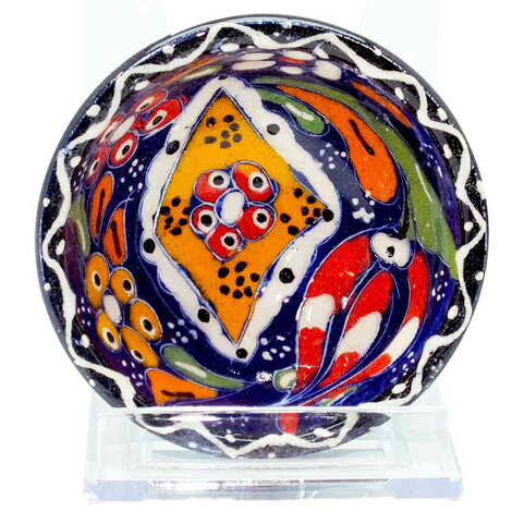 Turkish Ceramic Engraved Relief Bowl 8 Cm - 9