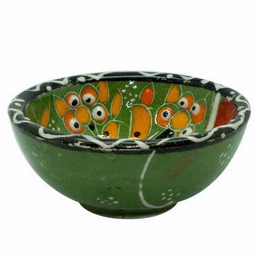 Turkish Ceramic Engraved Relief Bowl 8 Cm - 3