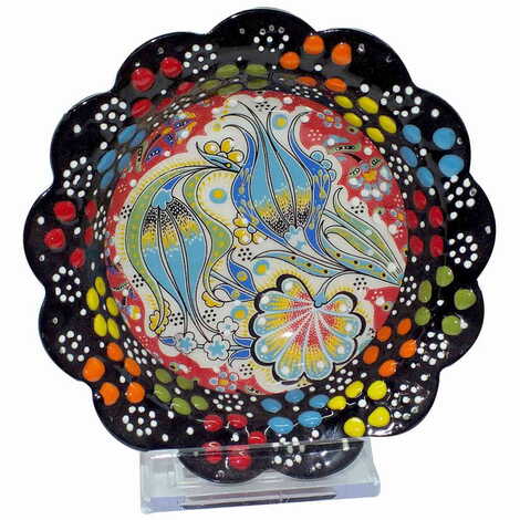 Turkish Ceramic Engraved Relief Daisy Bowl 13 cm - 5