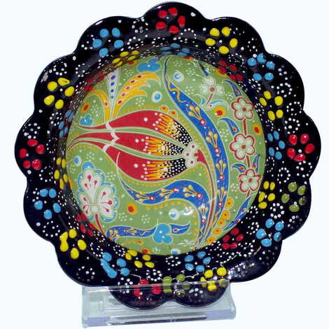 Turkish Ceramic Engraved Relief Daisy Bowl 13 cm - 8