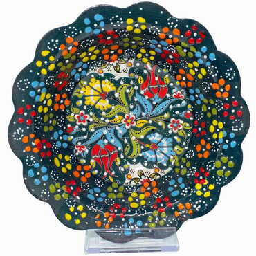 Turkish Ceramic Engraved Relief Daisy Bowl 16 cm - 7