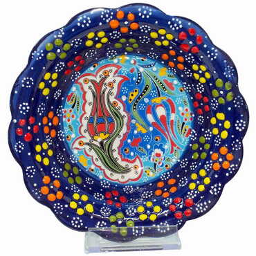 Turkish Ceramic Engraved Relief Daisy Bowl 16 cm - 8