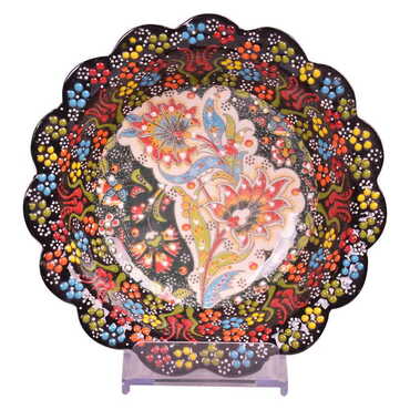 Turkish Ceramic Engraved Relief Daisy Bowl 20 cm - 7