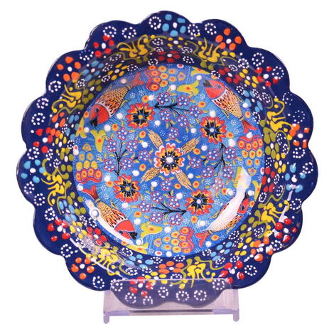 Turkish Ceramic Engraved Relief Daisy Bowl 20 cm - 11