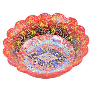 Turkish Ceramic Engraved Relief Daisy Bowl 30 cm - 4