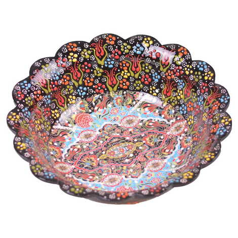 Turkish Ceramic Engraved Relief Daisy Bowl 30 cm - 6