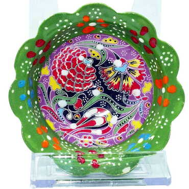 Turkish Ceramic Engraved Relief Daisy Bowl 8 cm - 10