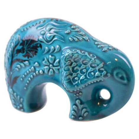 Turkish Ceramic Hand Painted Elephant Figurine Medium Size - 3