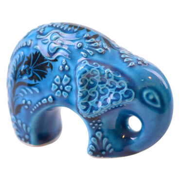 Turkish Ceramic Hand Painted Elephant Figurine Medium Size - 4