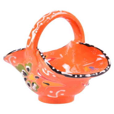 Turkish Ceramic Handpainted Basket Small Size - 7