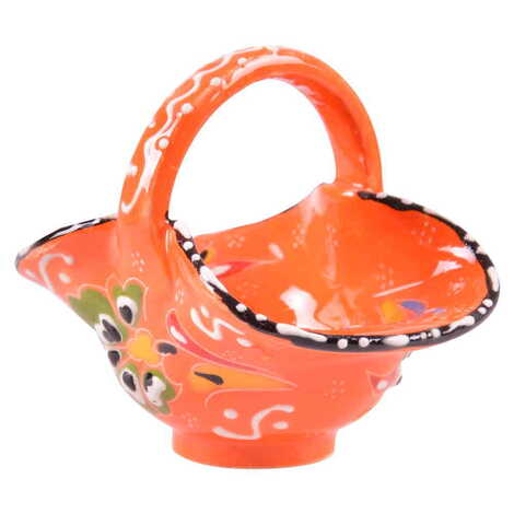 Turkish Ceramic Handpainted Basket Small Size - 7