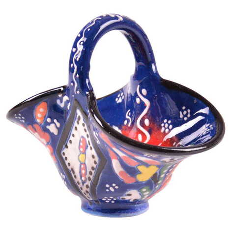 Turkish Ceramic Handpainted Basket Small Size - 8