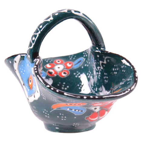 Turkish Ceramic Handpainted Basket Small Size - 10