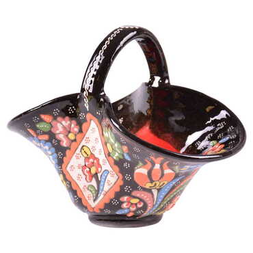 Turkish Ceramic Handpainted Basket - 8