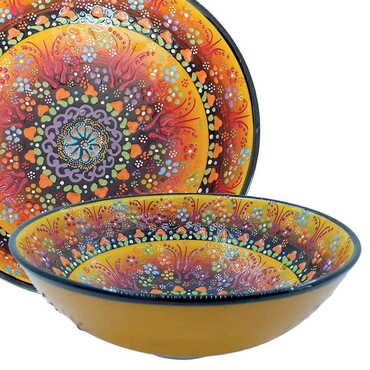 Turkish Ceramic Relief Bowl 20 cm - Myros