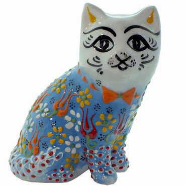 Turkish Ceramic Relief Cat Figurine Big Size - 3