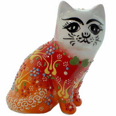 Turkish Ceramic Relief Cat Figurine Big Size - 4