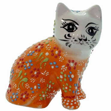 Turkish Ceramic Relief Cat Figurine Big Size - 5