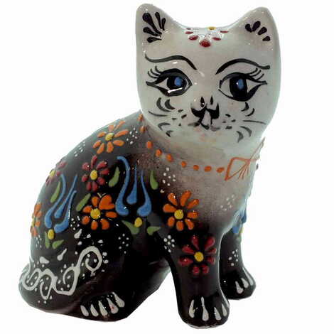 Turkish Ceramic Relief Cat Figurine Big Size - 6