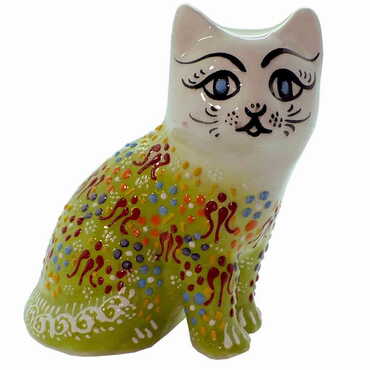 Turkish Ceramic Relief Cat Figurine Big Size - 7