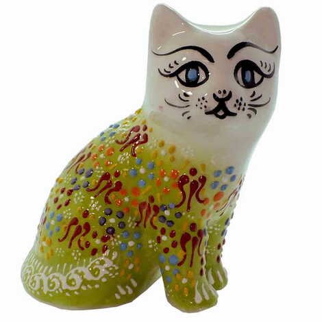 Turkish Ceramic Relief Cat Figurine Big Size - 7