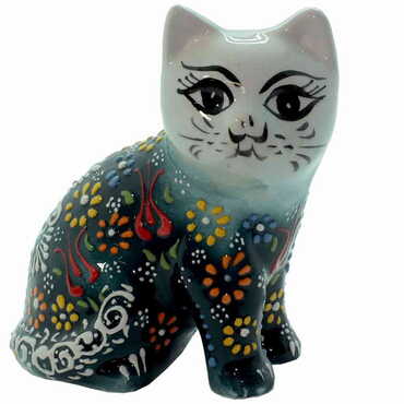 Turkish Ceramic Relief Cat Figurine Big Size - 8