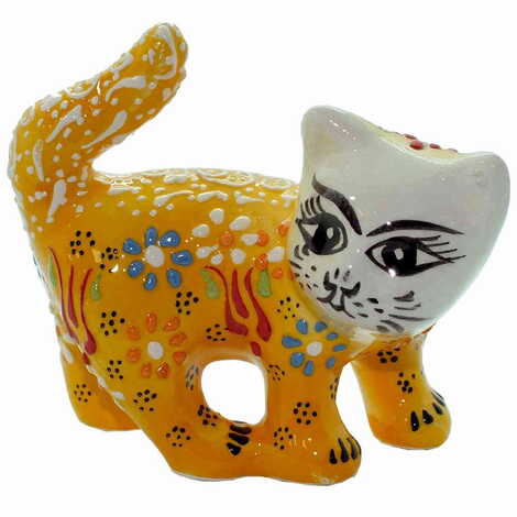 Turkish Ceramic Relief Cat Figurine Big Size - 9