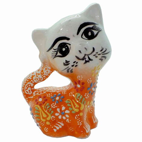 Turkish Ceramic Relief Cat Figurine Big Size - 11