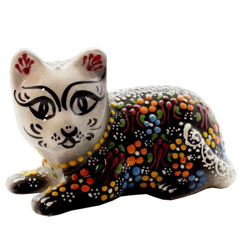 Turkish Ceramic Relief Cat Figurine Big Size - 12