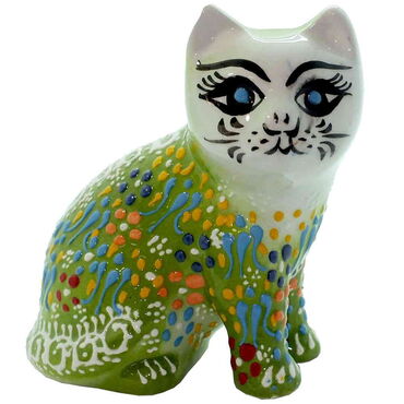 Turkish Ceramic Relief Cat Figurine Big Size - 13